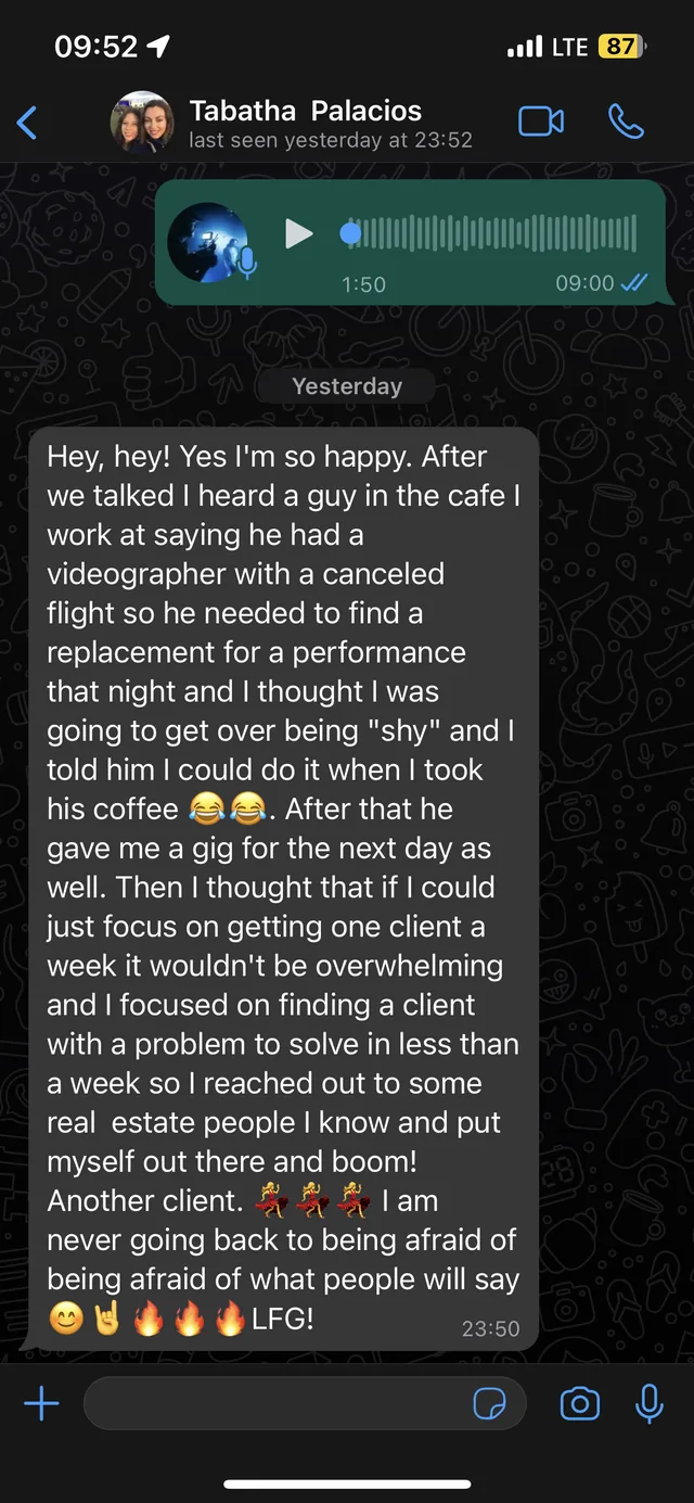 Member message from the coaching community