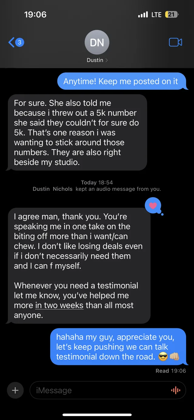 Dustin Nichols on loving the support