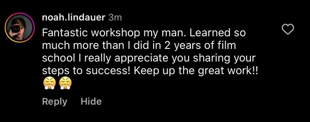 Member message: I learned more in this workshop than two years of film school