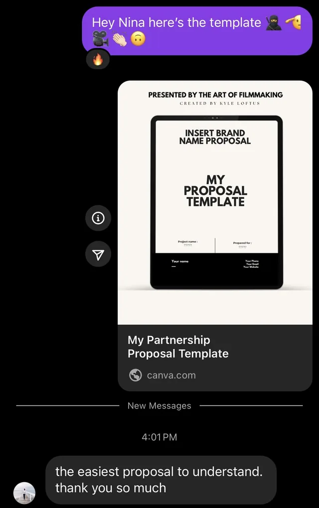 Member message: the proposal template is the best I have ever gotten