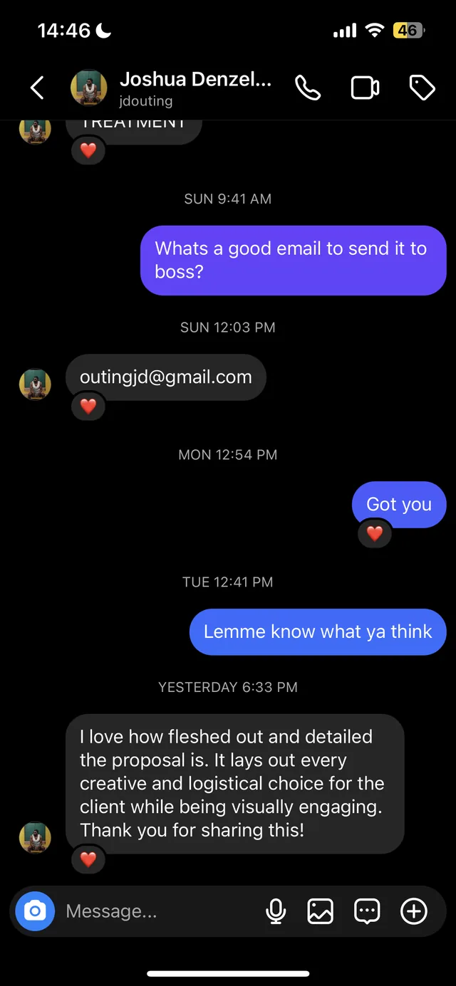 Member message: I love the proposal example, so detailed